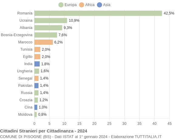 Grafico cittadinanza stranieri - Pisogne 2024