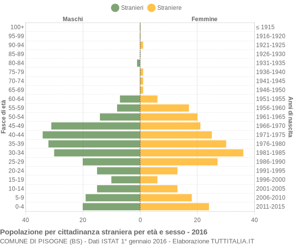 Grafico cittadini stranieri - Pisogne 2016