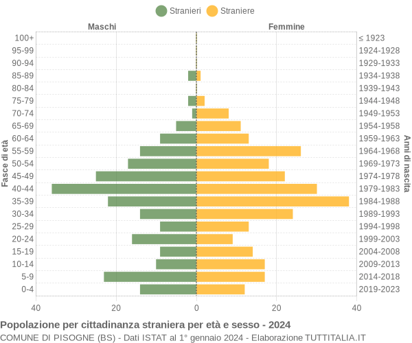 Grafico cittadini stranieri - Pisogne 2024