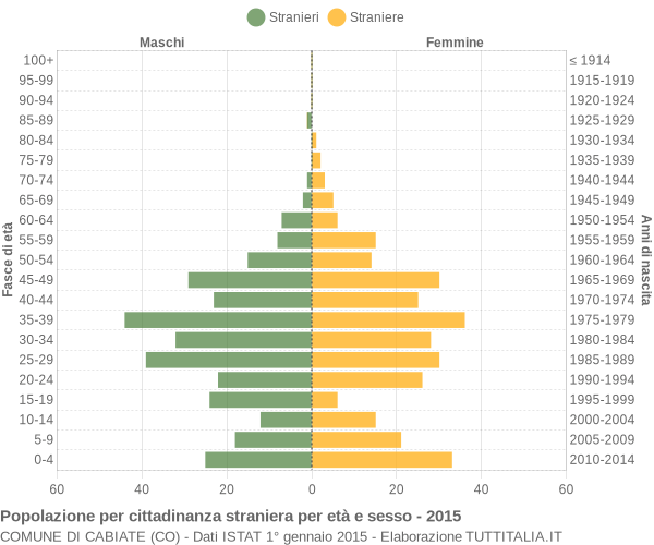 Grafico cittadini stranieri - Cabiate 2015