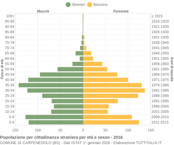 Grafico cittadini stranieri - Carpenedolo 2016