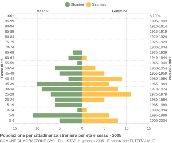 Grafico cittadini stranieri - Morazzone 2005