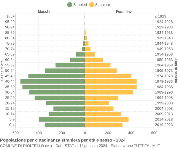 Grafico cittadini stranieri - Pioltello 2024