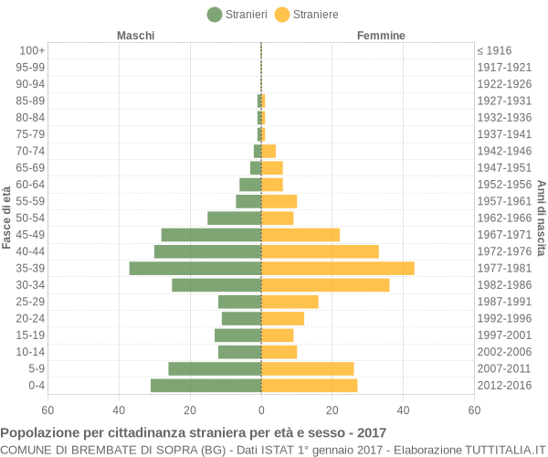 Grafico cittadini stranieri - Brembate di Sopra 2017