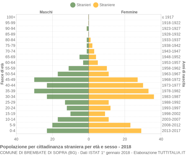 Grafico cittadini stranieri - Brembate di Sopra 2018