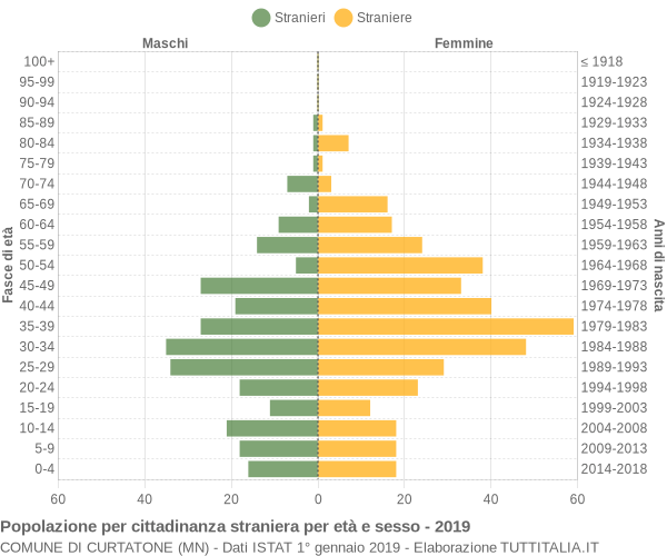 Grafico cittadini stranieri - Curtatone 2019