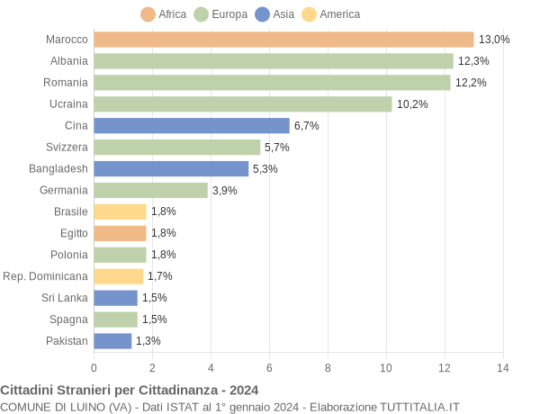 Grafico cittadinanza stranieri - Luino 2024