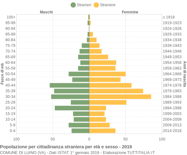 Grafico cittadini stranieri - Luino 2019