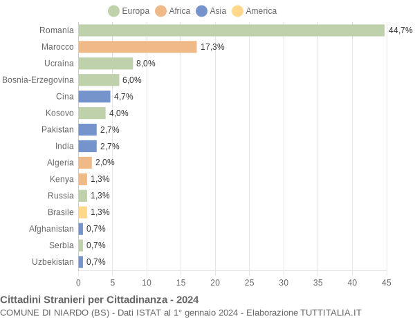 Grafico cittadinanza stranieri - Niardo 2024