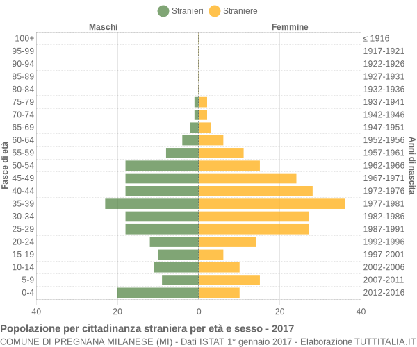 Grafico cittadini stranieri - Pregnana Milanese 2017