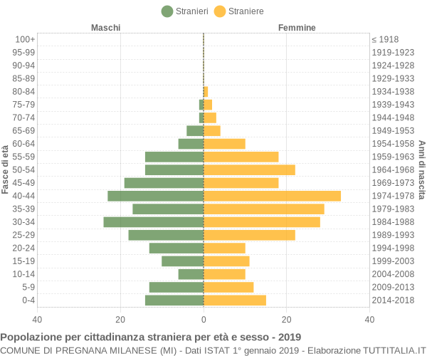 Grafico cittadini stranieri - Pregnana Milanese 2019