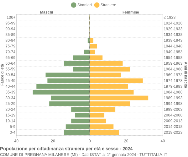 Grafico cittadini stranieri - Pregnana Milanese 2024