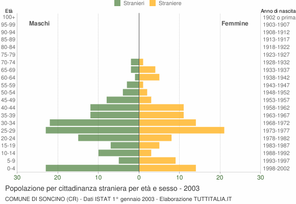 Grafico cittadini stranieri - Soncino 2003