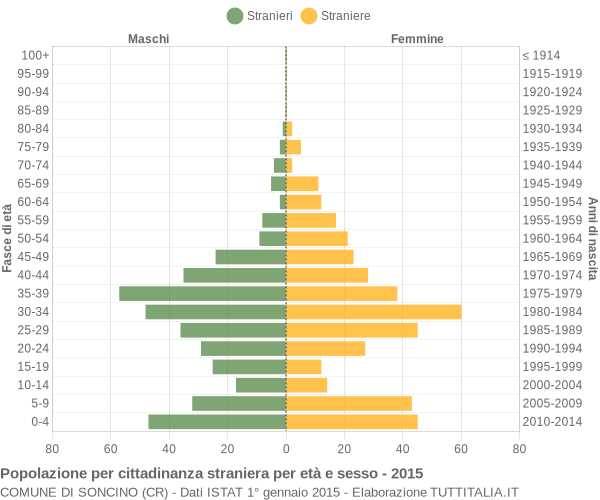 Grafico cittadini stranieri - Soncino 2015