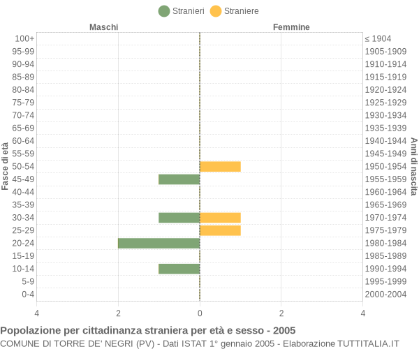 Grafico cittadini stranieri - Torre de' Negri 2005