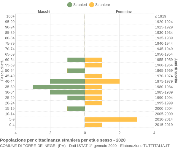 Grafico cittadini stranieri - Torre de' Negri 2020