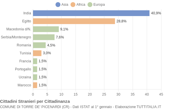 Grafico cittadinanza stranieri - Torre de' Picenardi 2005