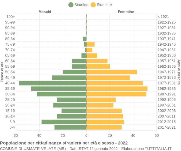 Grafico cittadini stranieri - Usmate Velate 2022