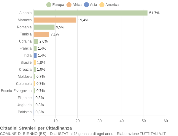 Grafico cittadinanza stranieri - Bienno 2011