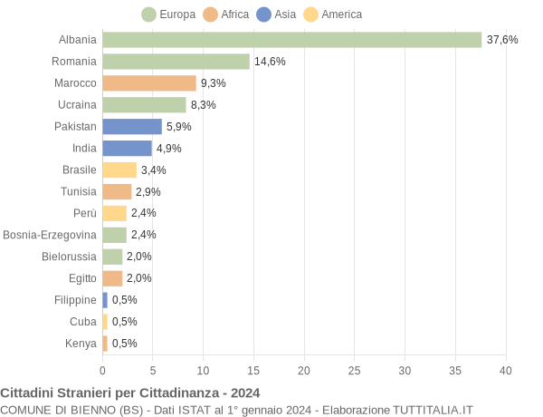 Grafico cittadinanza stranieri - Bienno 2024