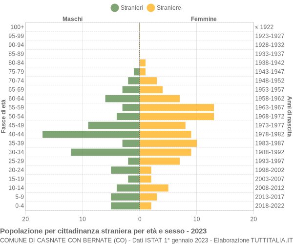 Grafico cittadini stranieri - Casnate con Bernate 2023