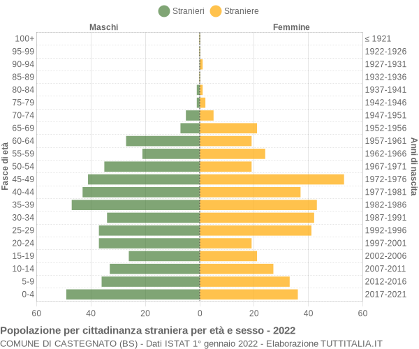 Grafico cittadini stranieri - Castegnato 2022