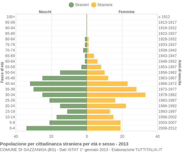 Grafico cittadini stranieri - Gazzaniga 2013