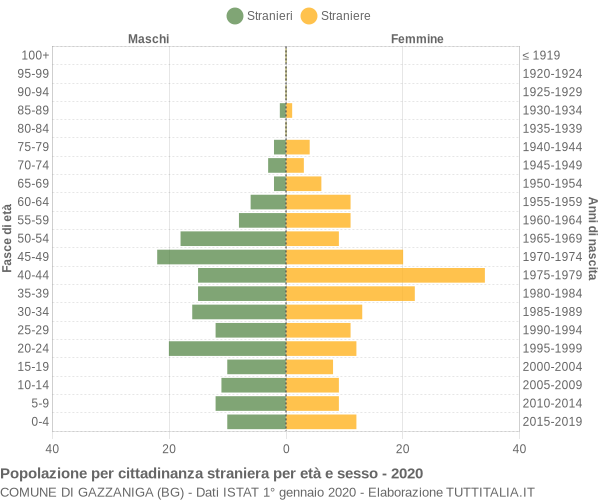 Grafico cittadini stranieri - Gazzaniga 2020