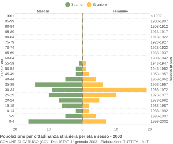 Grafico cittadini stranieri - Carugo 2003