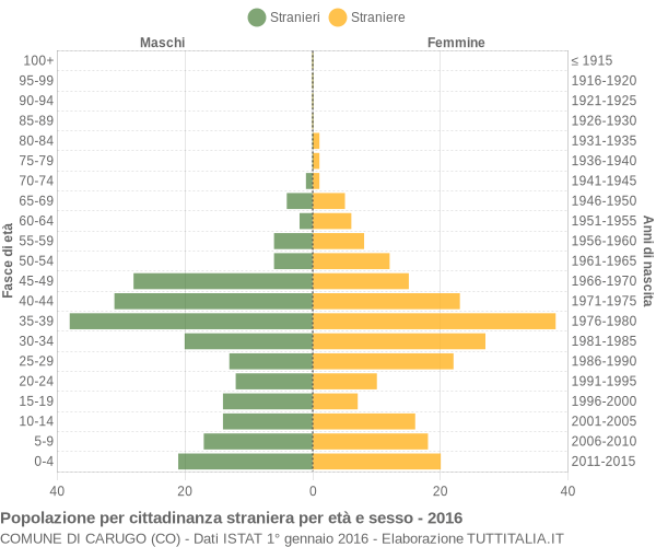 Grafico cittadini stranieri - Carugo 2016