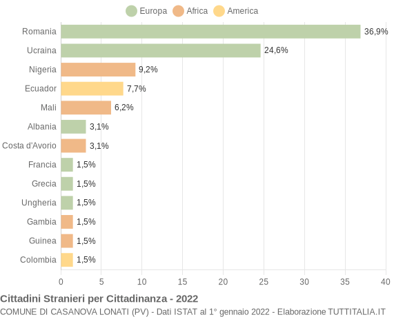 Grafico cittadinanza stranieri - Casanova Lonati 2022