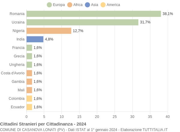 Grafico cittadinanza stranieri - Casanova Lonati 2024