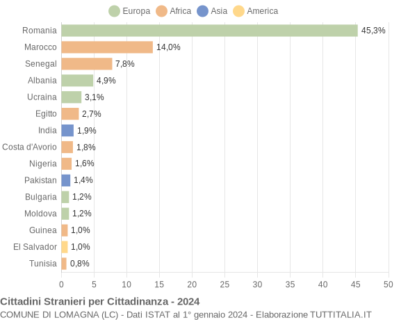 Grafico cittadinanza stranieri - Lomagna 2024