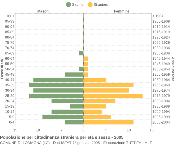 Grafico cittadini stranieri - Lomagna 2005