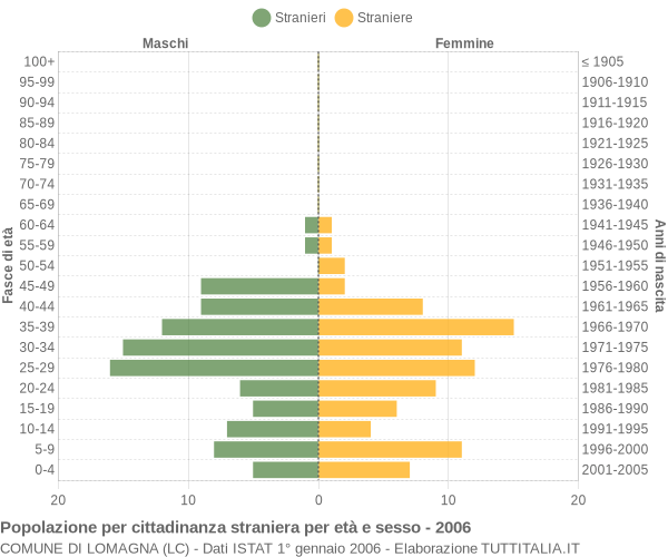 Grafico cittadini stranieri - Lomagna 2006
