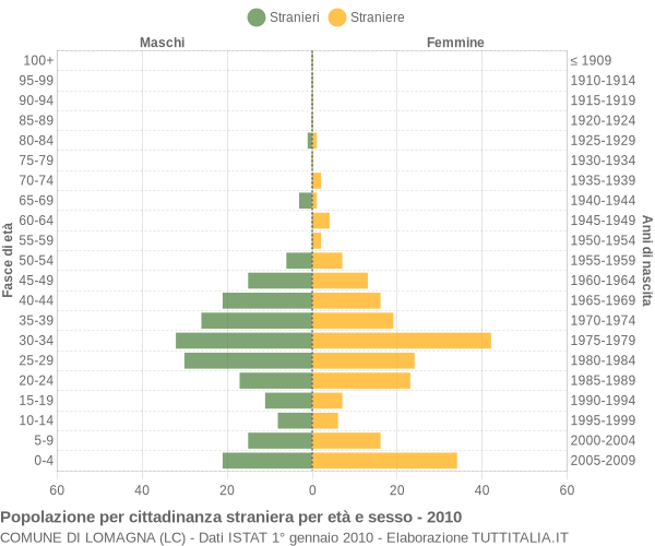 Grafico cittadini stranieri - Lomagna 2010