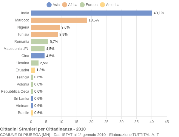 Grafico cittadinanza stranieri - Piubega 2010