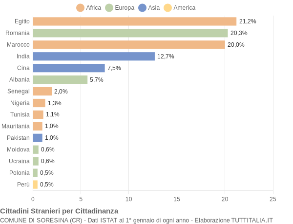 Grafico cittadinanza stranieri - Soresina 2010