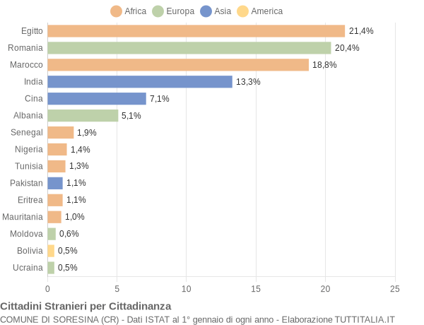 Grafico cittadinanza stranieri - Soresina 2011