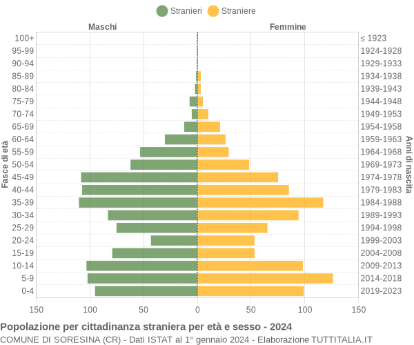 Grafico cittadini stranieri - Soresina 2024