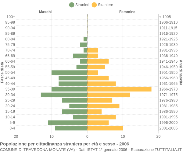 Grafico cittadini stranieri - Travedona-Monate 2006