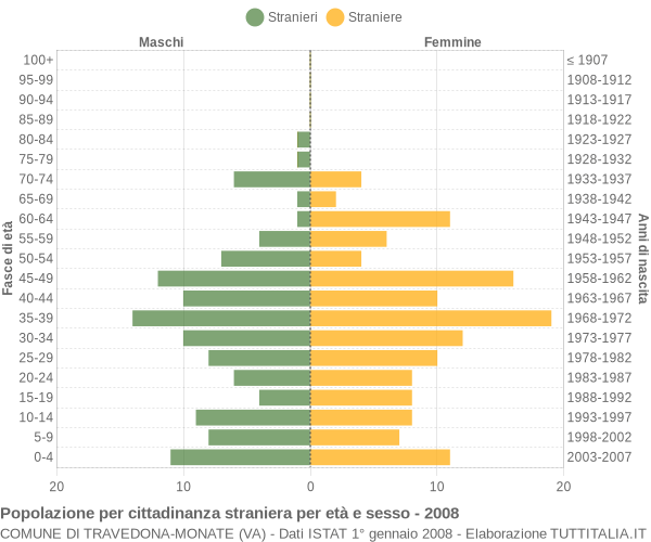 Grafico cittadini stranieri - Travedona-Monate 2008