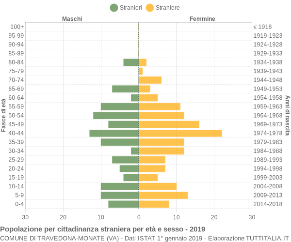 Grafico cittadini stranieri - Travedona-Monate 2019