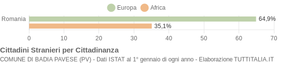 Grafico cittadinanza stranieri - Badia Pavese 2009