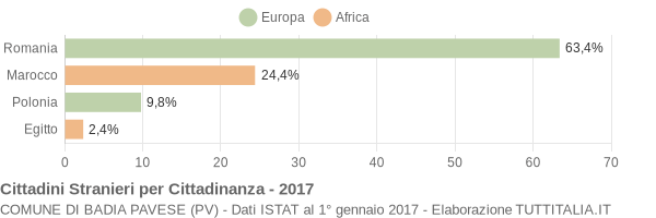 Grafico cittadinanza stranieri - Badia Pavese 2017