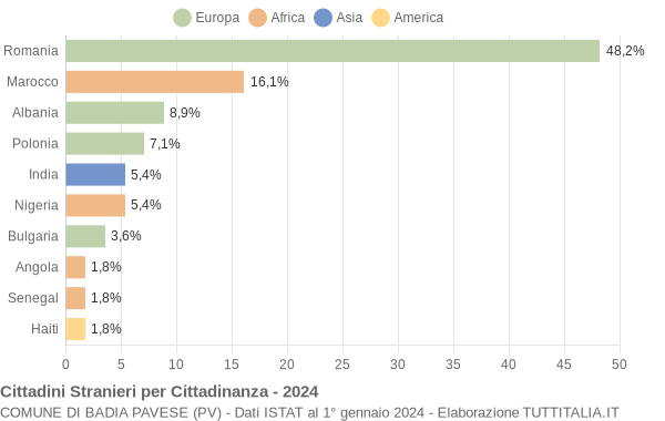 Grafico cittadinanza stranieri - Badia Pavese 2024