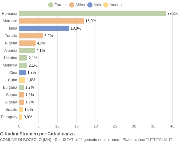 Grafico cittadinanza stranieri - Bozzolo 2018