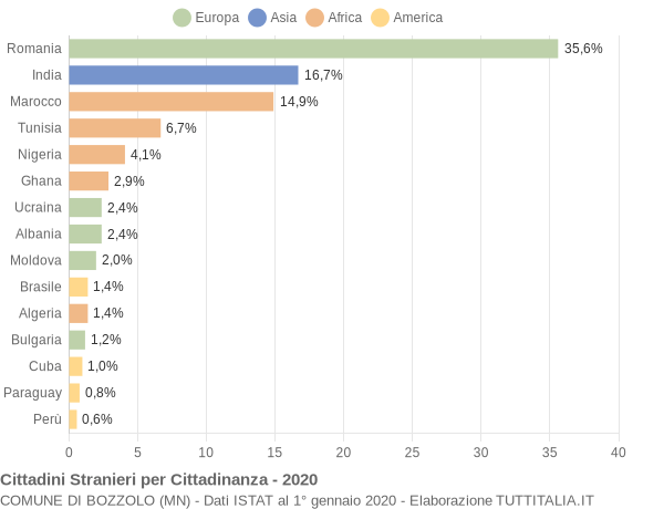 Grafico cittadinanza stranieri - Bozzolo 2020