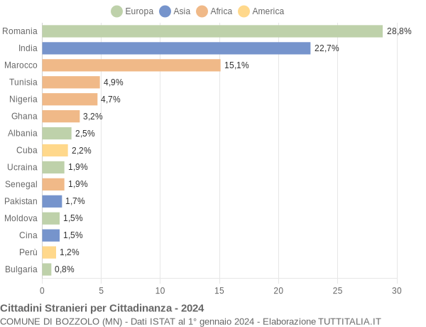 Grafico cittadinanza stranieri - Bozzolo 2024