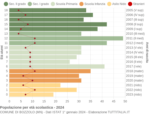 Grafico Popolazione in età scolastica - Bozzolo 2024